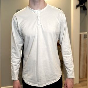 BYLT Basics Henley Drop-Cut Long Sleeve: BYLT Signature, Men’s White Size Large